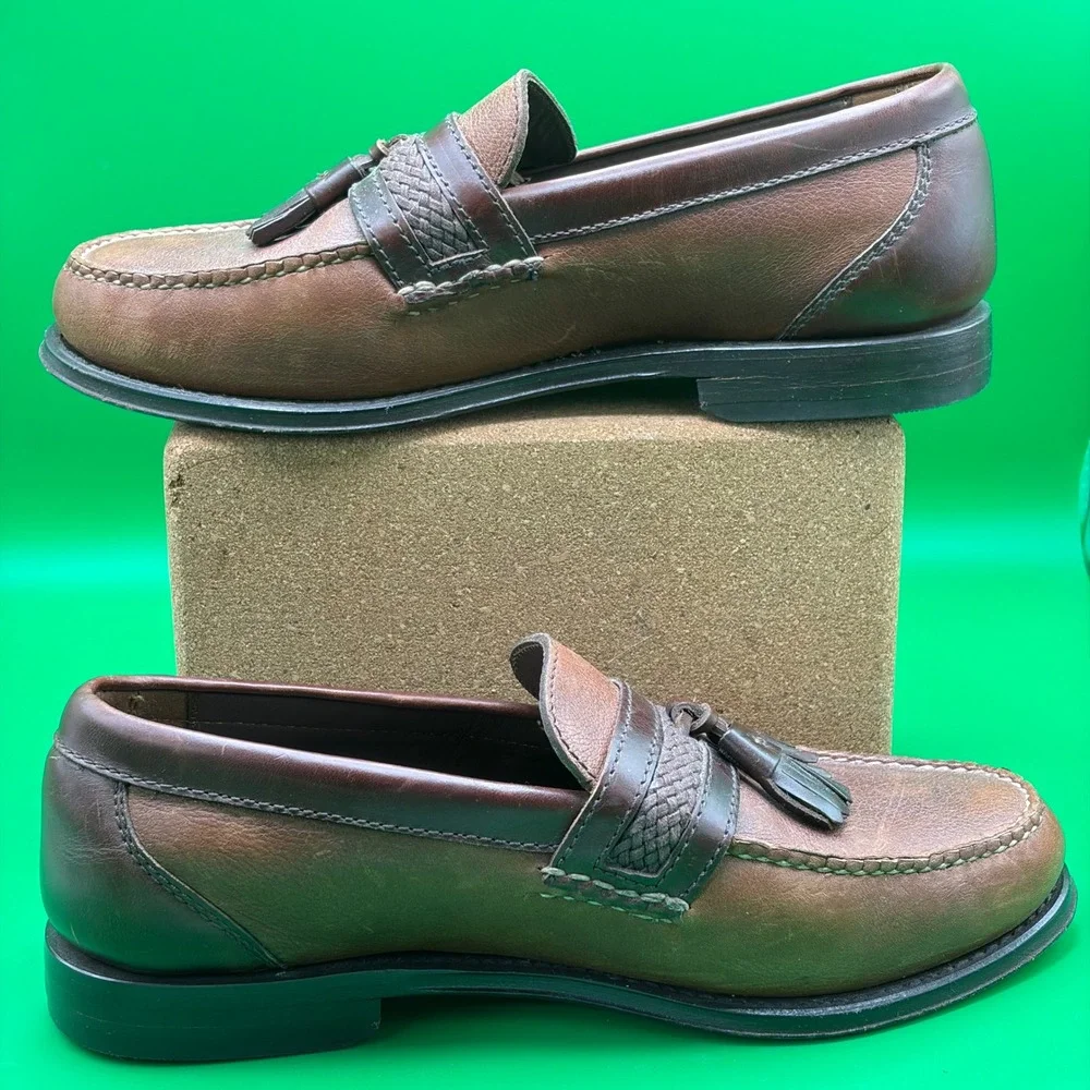 VTG 90s Neil M Kiltie Tassel Loafers Mens 10 Brown Leather USA Made Dress Shoes
